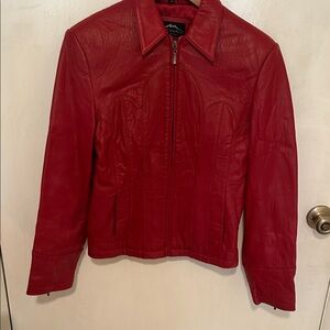 Chic Red Buttery Soft Leather Jacket